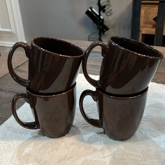 Corelle Other - FOUR Corelle Stoneware Dark Brown Mugs